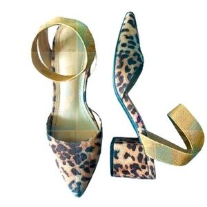 Dream Pairs Leopard Pointed Toe Dandal Heel Shoe Size 8.5